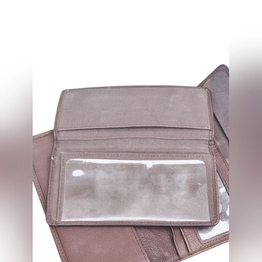 VTG FOSSIL brown pebbled trifold wallet, genuine leather